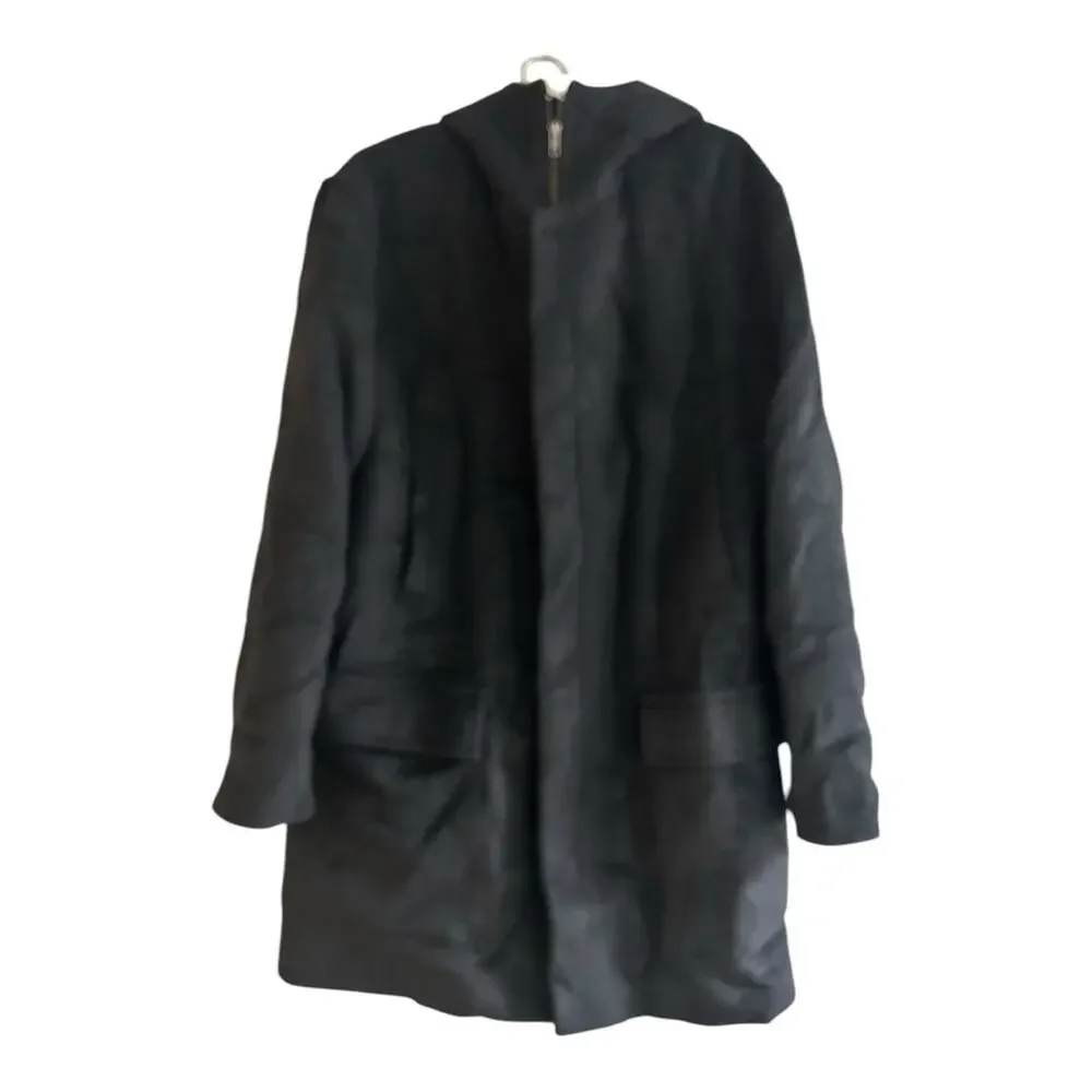 French Connection Wool Blend Charcoal Gray Longline Mid Length Winter Jacket